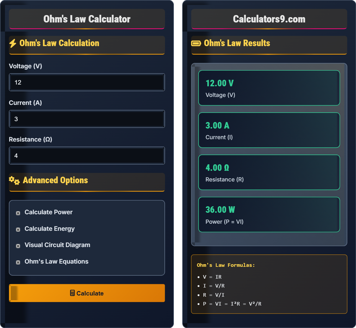 Ohm's Law Calculator