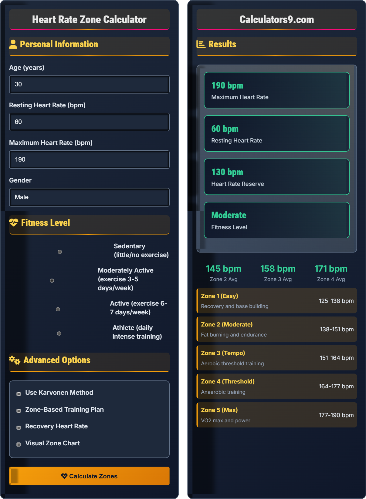Heart Rate Zone Calculator
