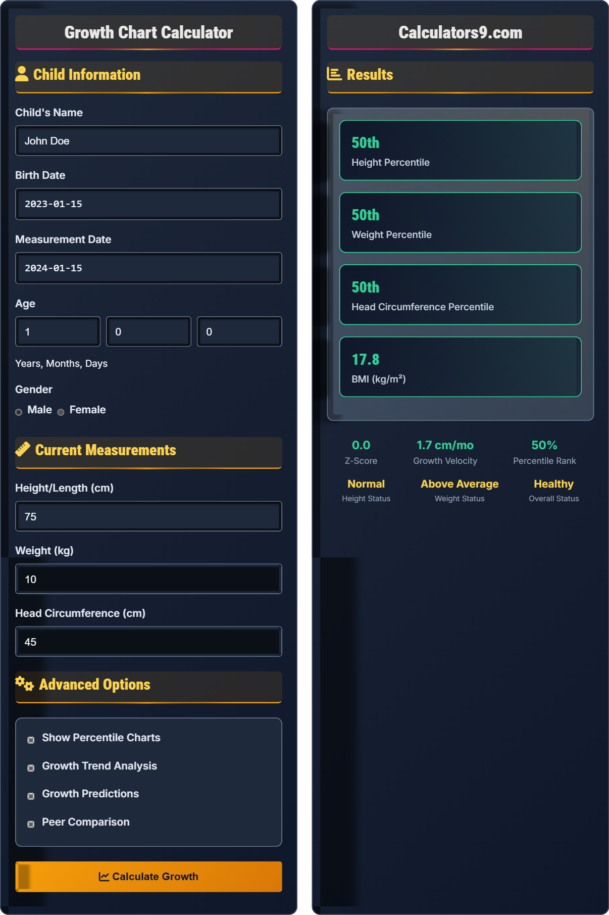 Growth Chart Calculator
