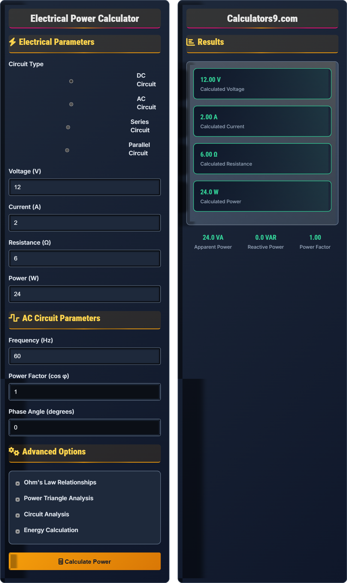 Electrical Power Calculator