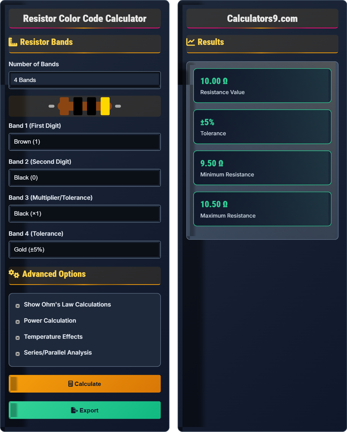Resistor Color Code Calculator