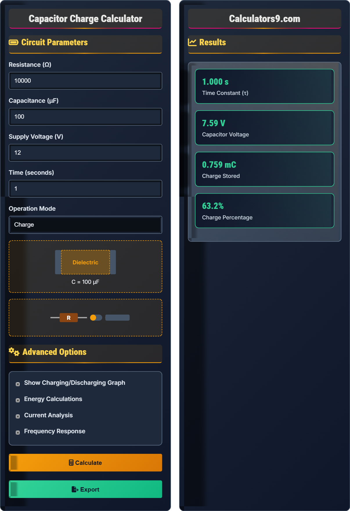 Capacitor Charge Calculator