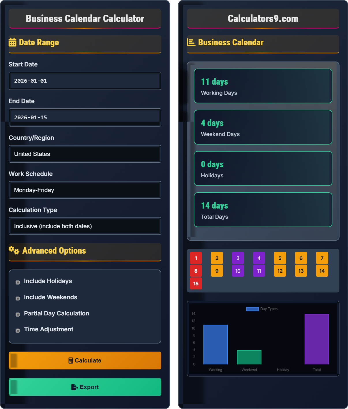 Working Days Calculator